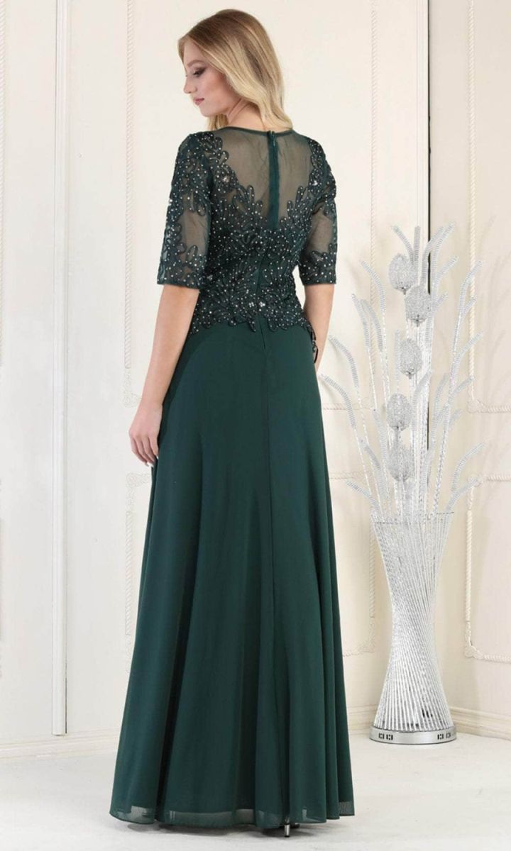 Illusion Floor-Length Chiffon Evening Gown A-Line May Queen 1979