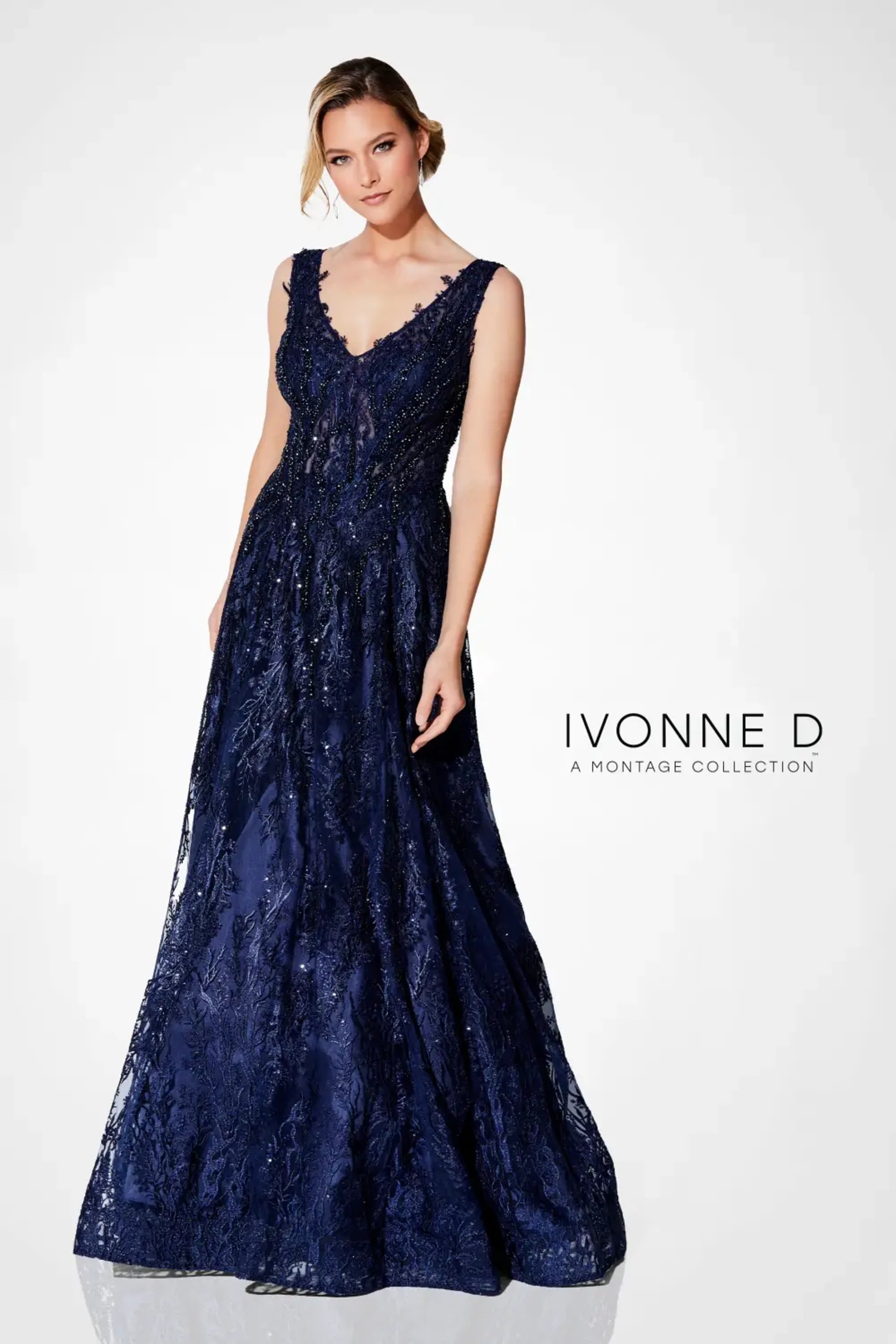 Formal Dresses Lace Pleated Evening Formal Dress Navy Blue