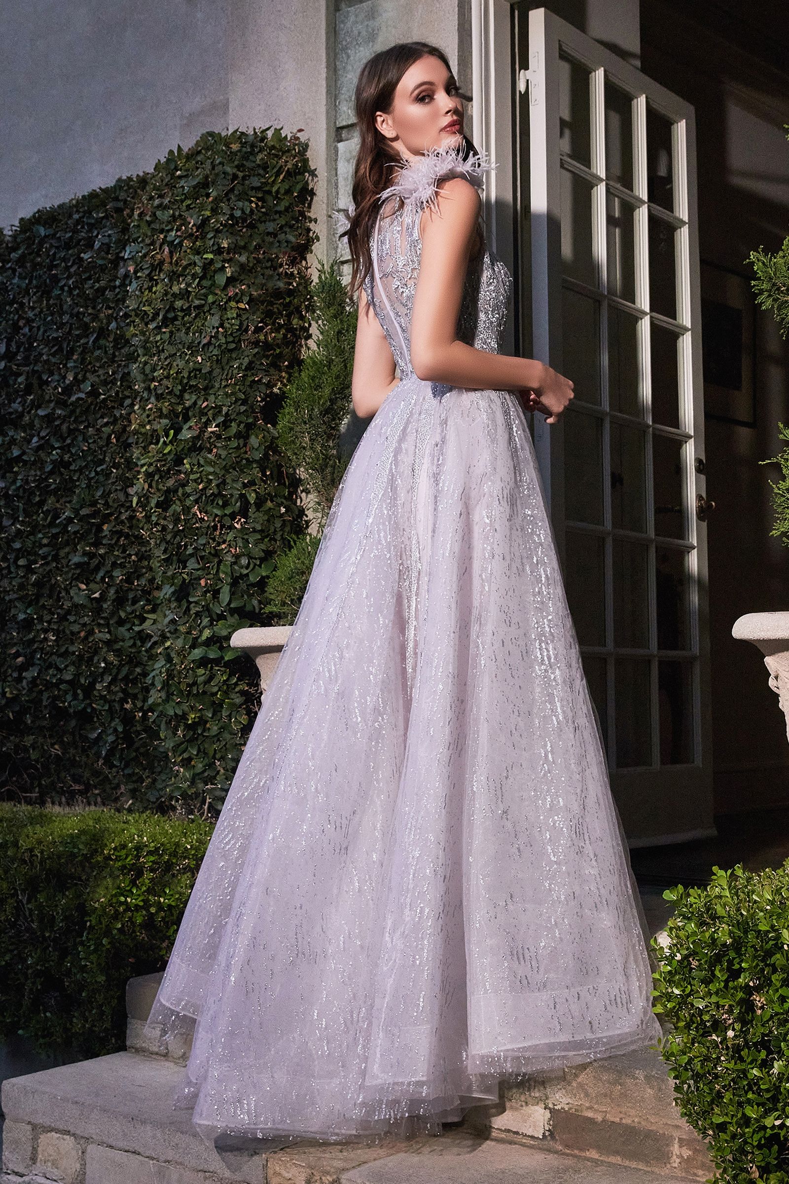 Formal Dresses A line Beaded Long Formal Evening Dress Silver Mauve