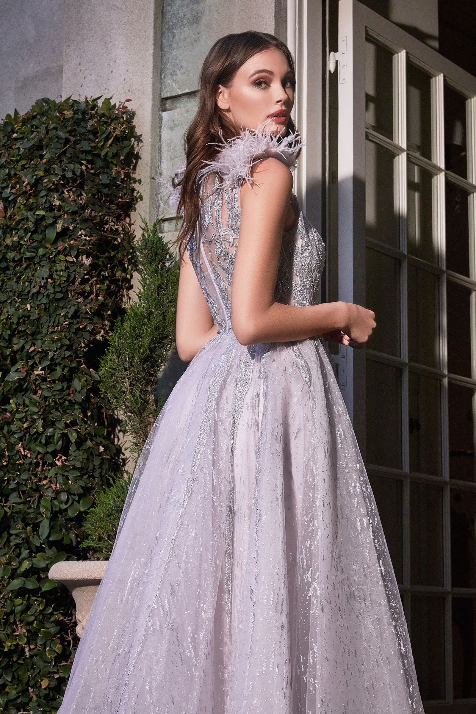 Formal Dresses A line Beaded Long Formal Evening Dress Silver Mauve