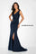 Formal Dresses Formal Long Beaded Slit Evening Dress Navy Blue