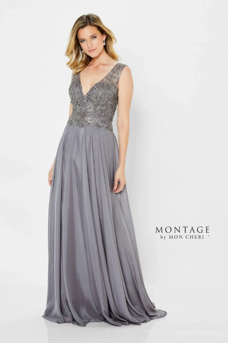 Montage 122907 Long Beaded A Line Formal Dress