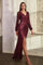 Prom Dresses Long Sleeve Formal Prom Sequin Dress Burgundy