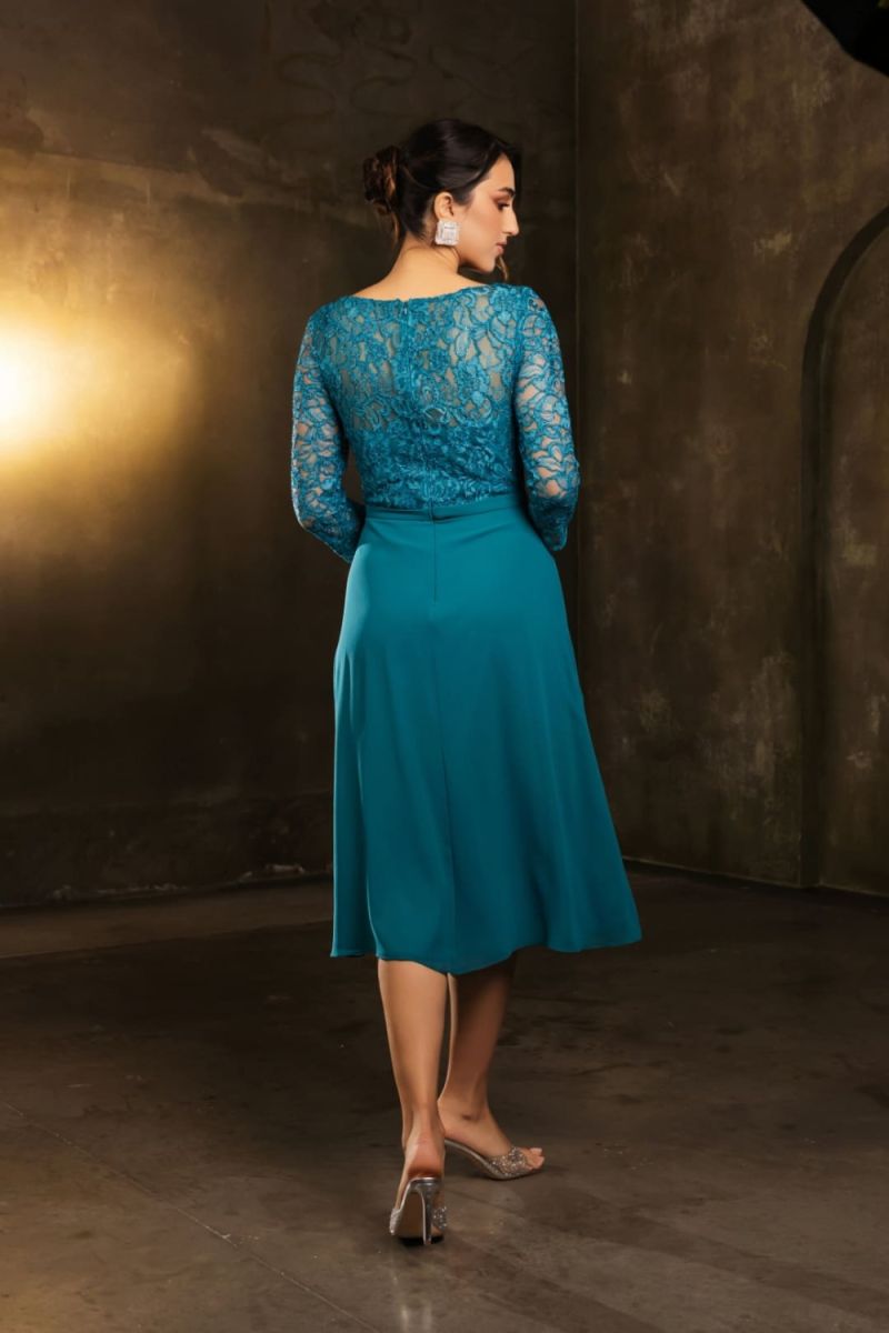 Bateau Tea-Length Lace Mother of the Bride A-Line May Queen 2100