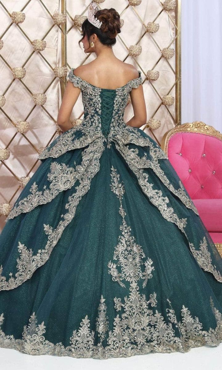 Off-the-Shoulder Floor-Length Tulle Quinceañera Ball Gown May Queen LK234