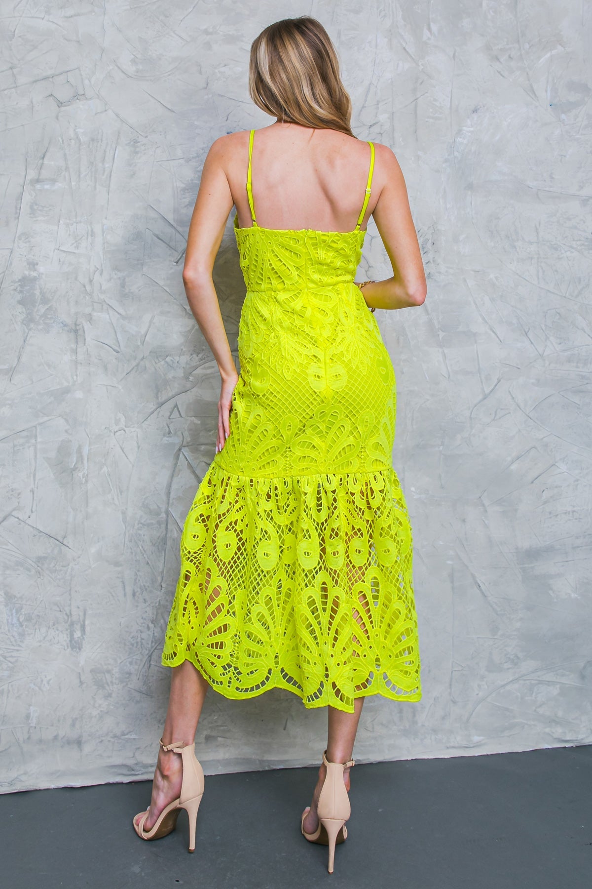 Cocktail Dresses Midi Lace Cocktail Formal Dress Flying Tomato ID19557 Neon Yellow