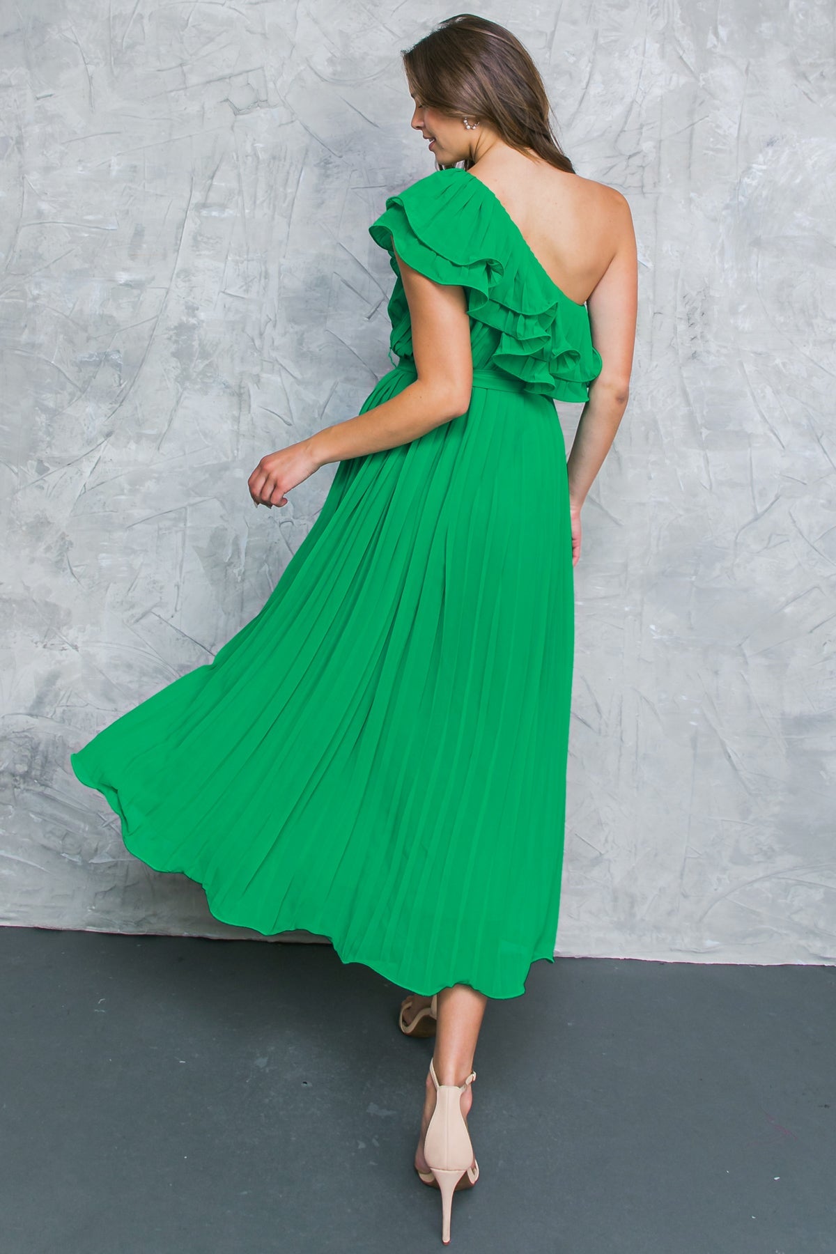 Cocktail Dresses Tea Length Cocktail Formal Pleated Dress Flying Tomato ID20222 Green