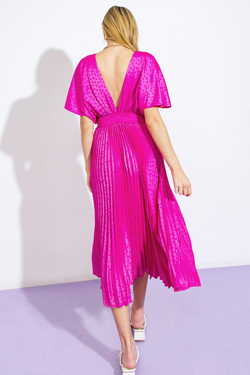 Cocktail Dresses Formal Cocktail Midi A Line Pleated Dress Flying Tomato ID21255 Magenta