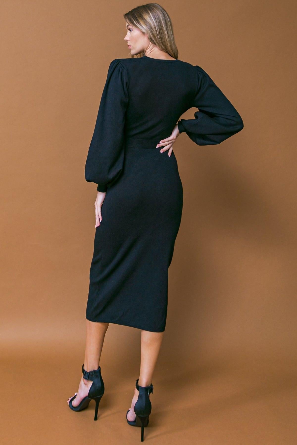 V-Neck Midi Jersey Cocktail Sheath Flying Tomato ISW5183
