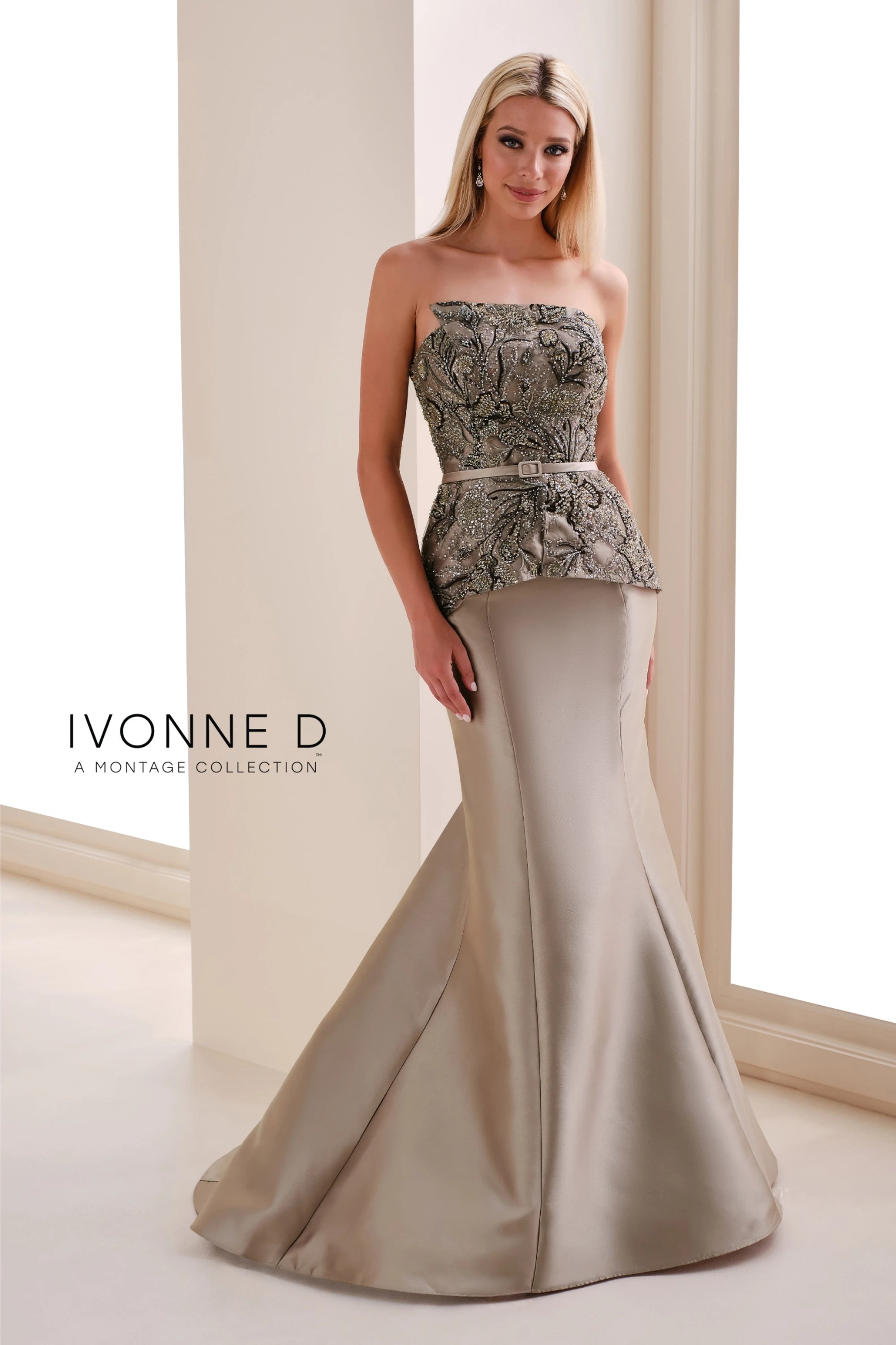 Prom Dresses Beaded Sequin Formal Long Prom Dress Taupe