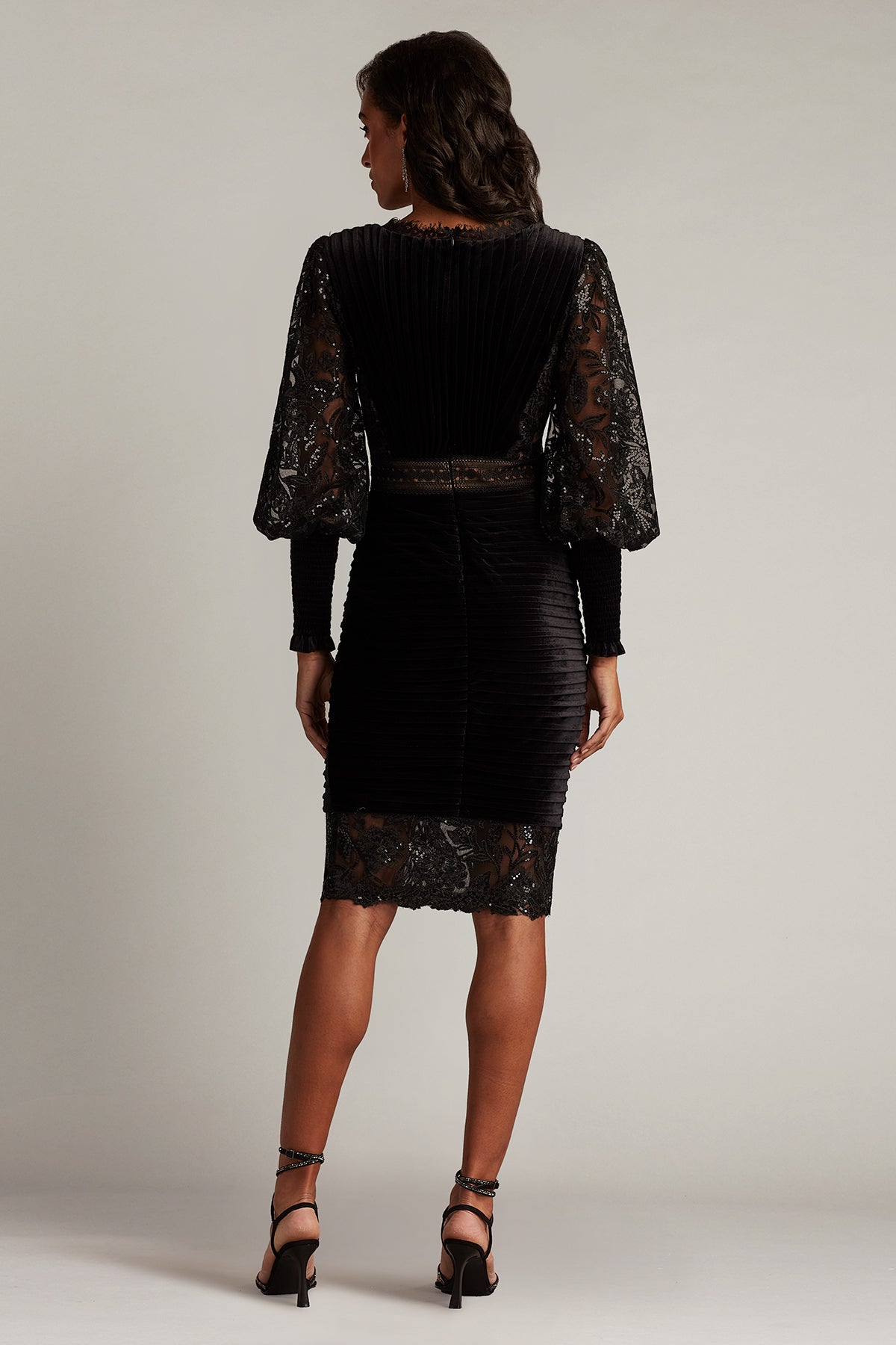 Tadashi Shoji Women's Avalon Pleated Velvet Cocktail Dress - Black - Size 14 Tadashi Shoji Women's Avalon Pleated Velvet Cocktail Dress - Black - Size 14