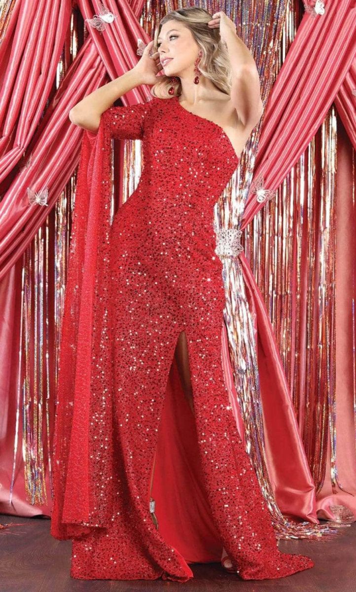 One-Shoulder Floor-Length Sequin Prom Sheath/Column May Queen 1941