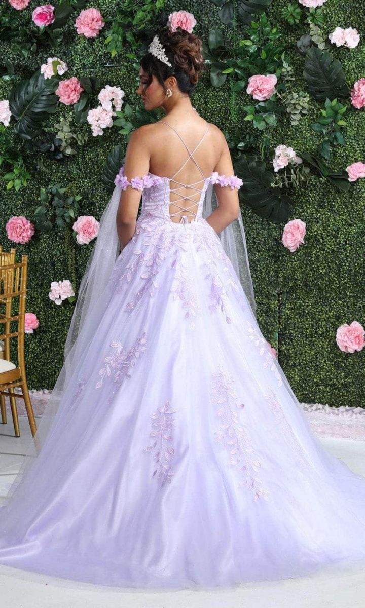 Off-the-Shoulder Floor-Length Tulle Prom Ball Gown May Queen LK191