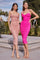 Prom Dresses Fitted Long Midi Cocktail Dress Hot Pink