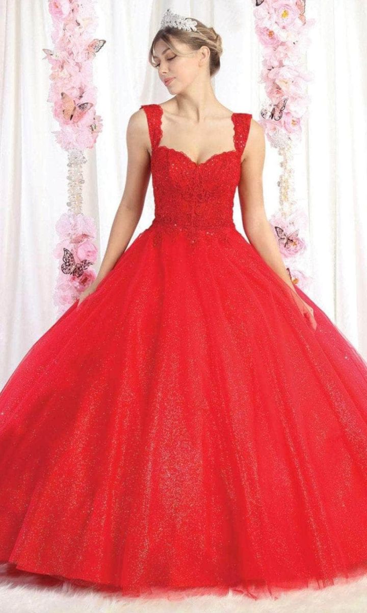 Off-the-Shoulder Floor-Length Tulle Prom Ball Gown May Queen LK194
