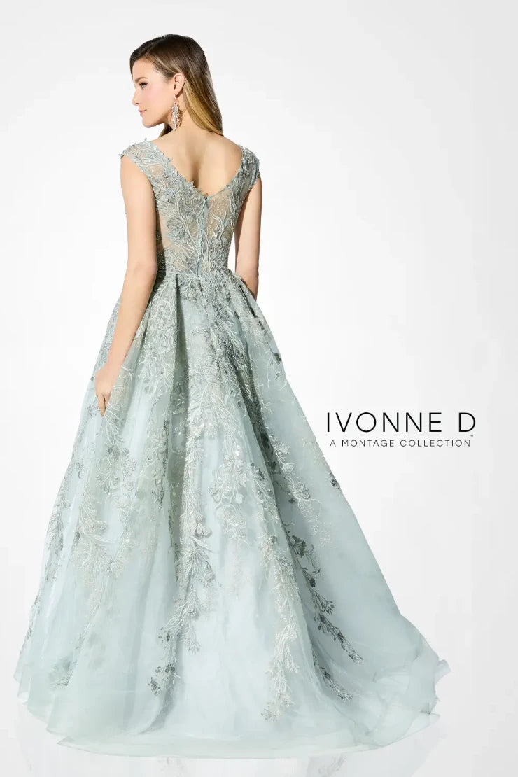 Ivonne D ID903 Long Ball Gown Laced Appliqued Evening Dress