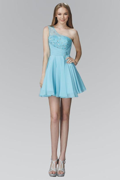 Beaded Asymmetric Prom Short Dress Homecoming - The Dress Outlet Elizabeth K