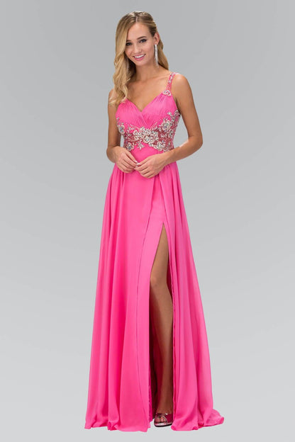 Beaded Chiffon Long Prom Dress Formal - The Dress Outlet Elizabeth K