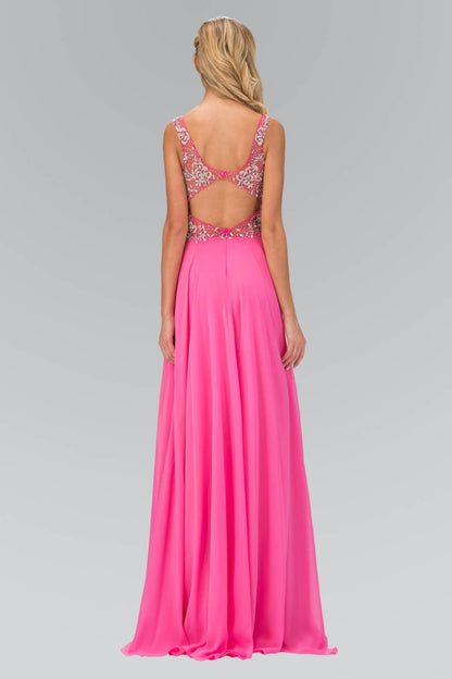 Beaded Chiffon Long Prom Dress Formal - The Dress Outlet Elizabeth K