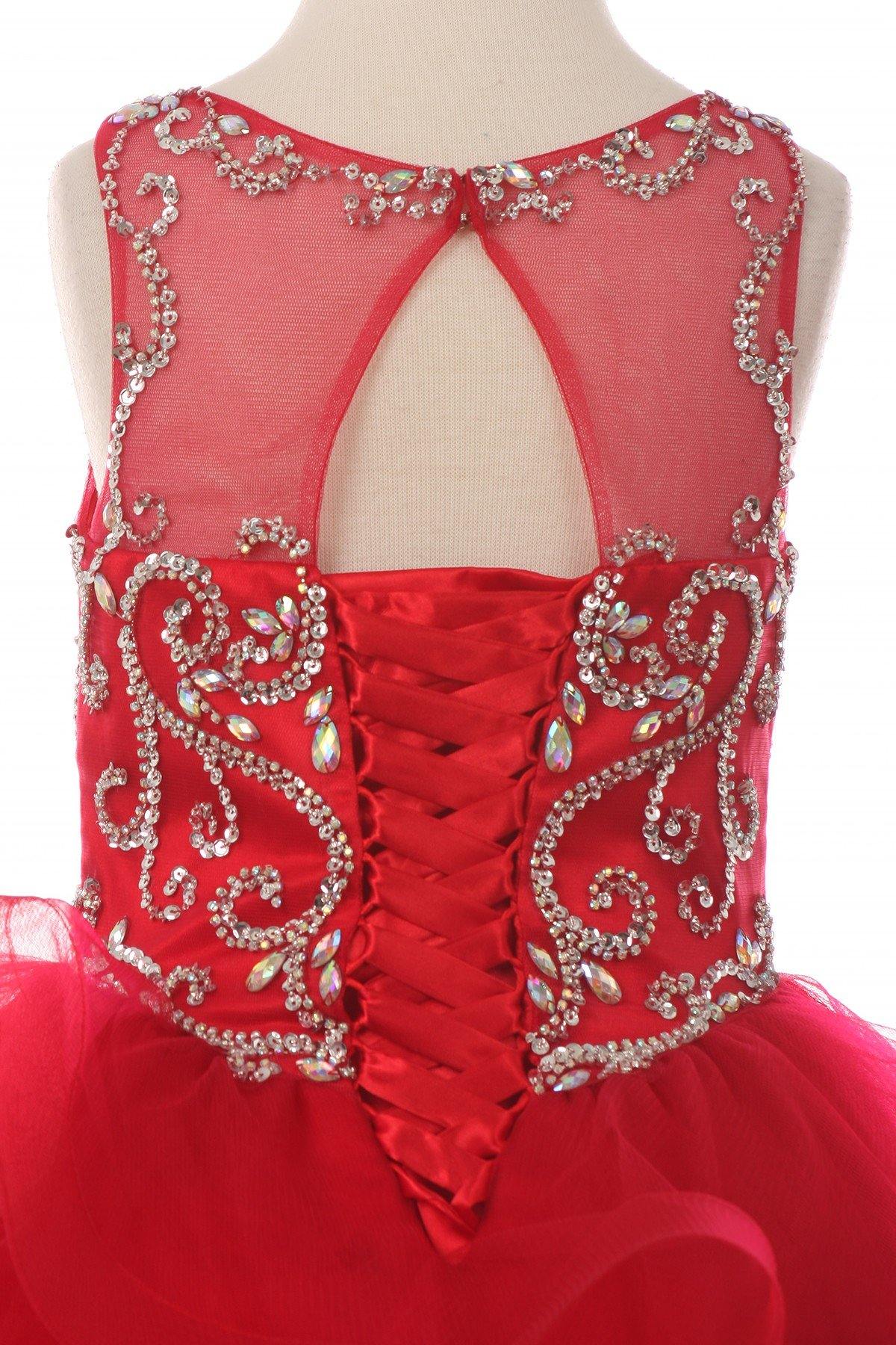 Beaded Gown with Horsehair Layered Flower Girl Dress