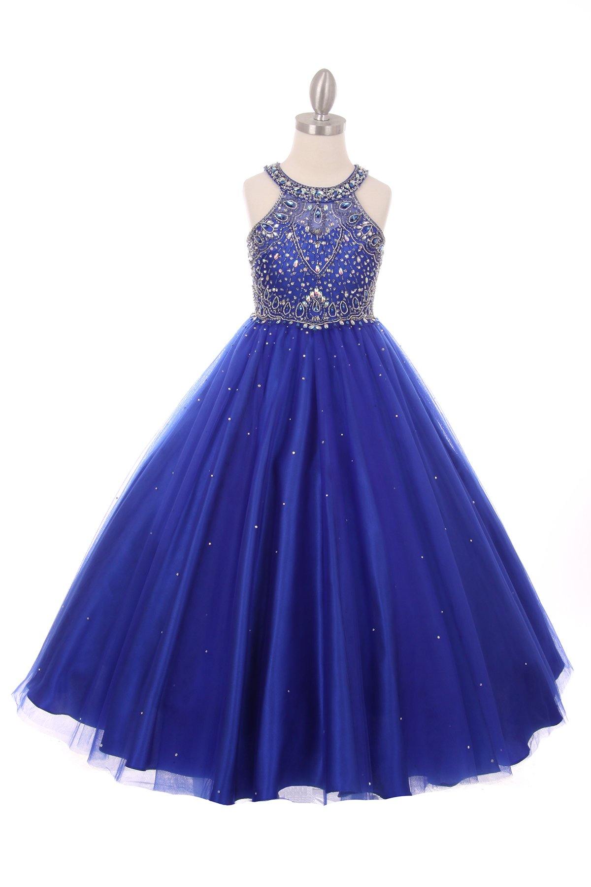 Beaded Gown with Keyhole Back Flower Girl Dress - The Dress Outlet Cinderella Couture