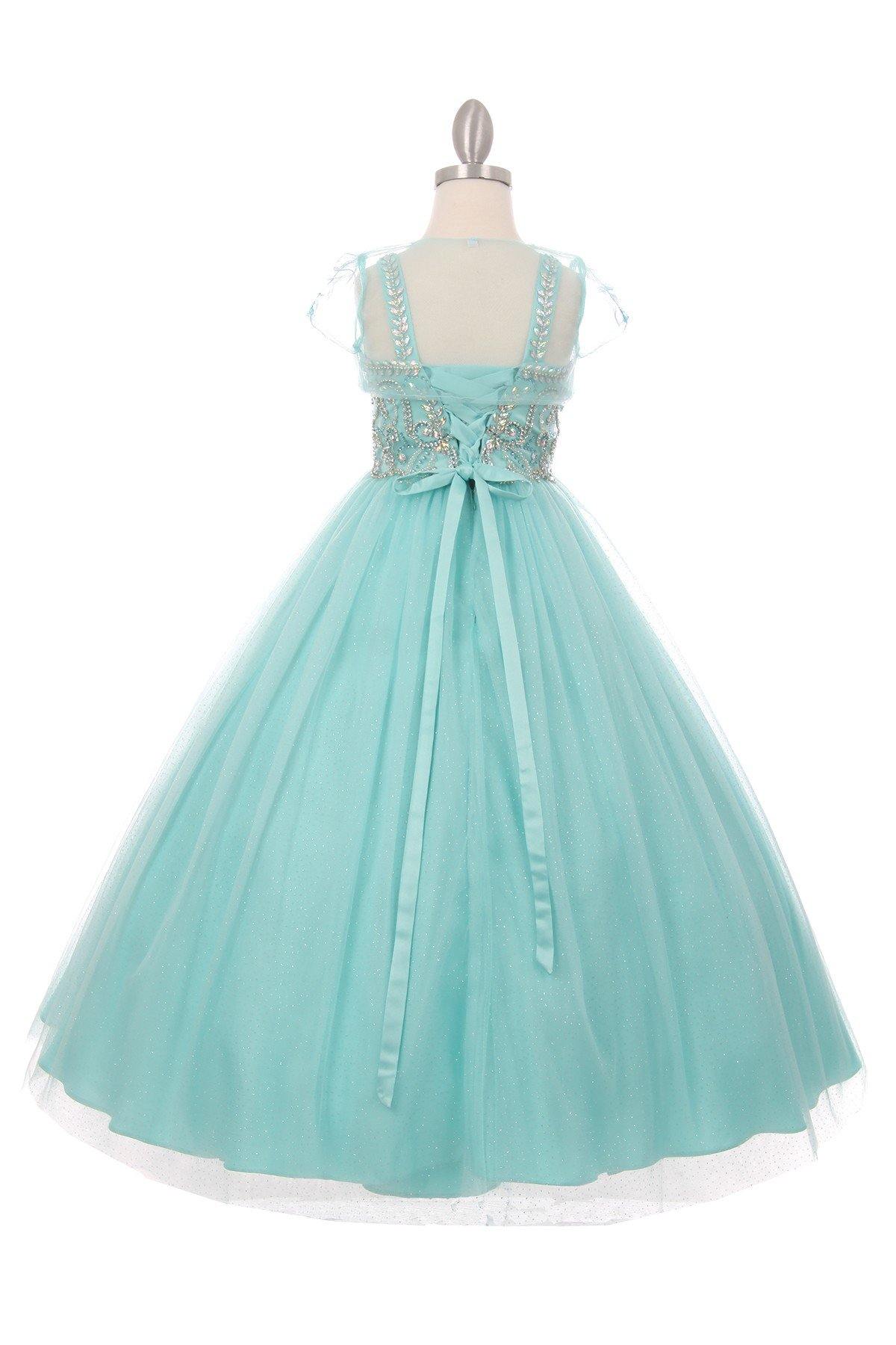 Beaded Gown with Shrug Flower Girl Dress