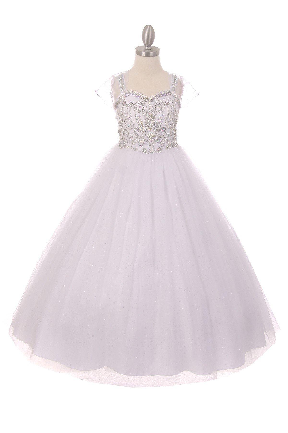 Beaded Gown with Shrug Flower Girl Dress - The Dress Outlet Cinderella Couture