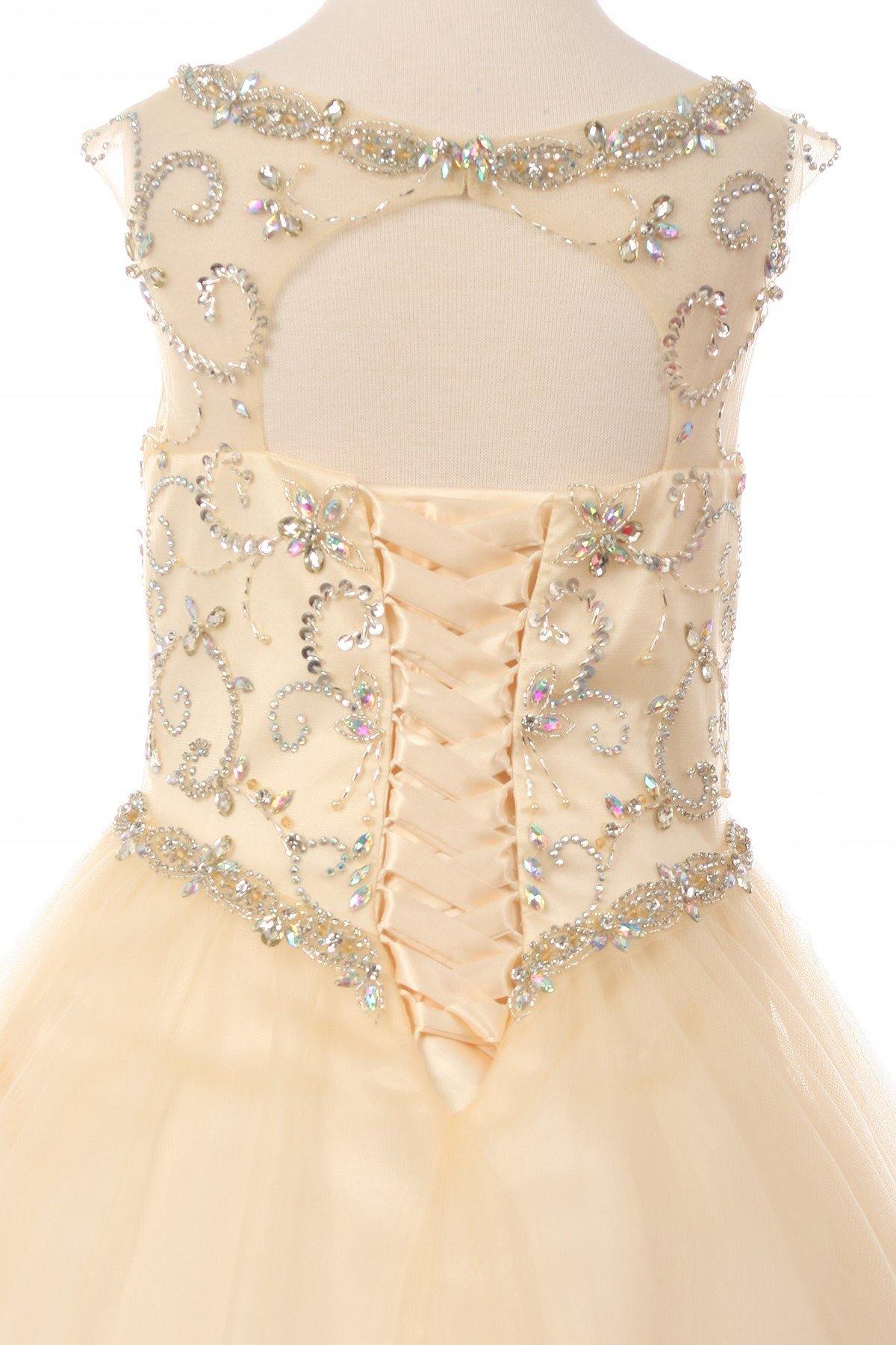 Beaded Layered Organza Gown Flower Girl Dress