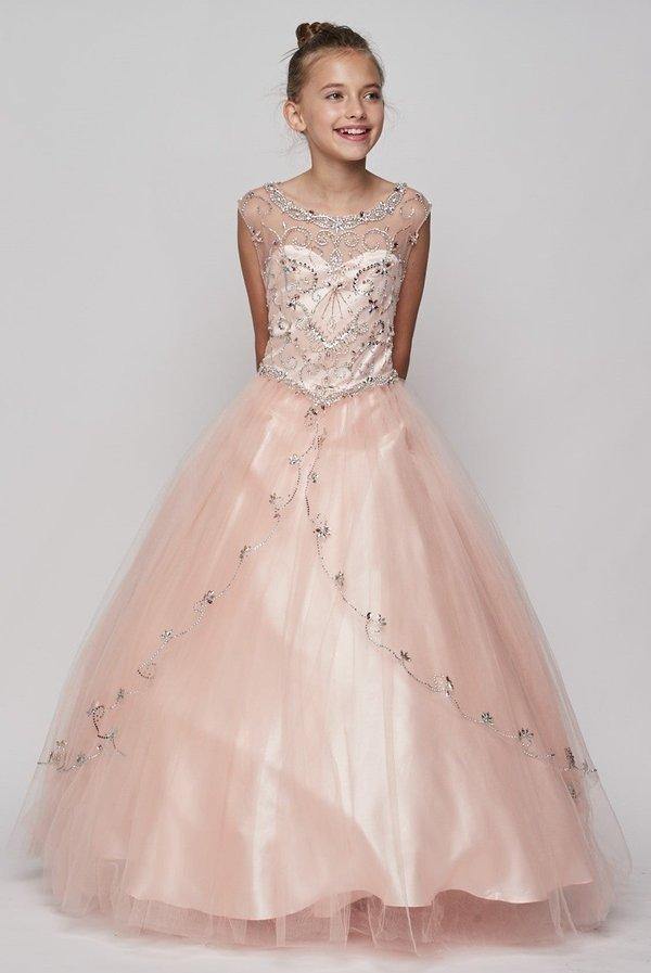 Beaded Layered Organza Gown Flower Girl Dress - The Dress Outlet Cinderella Couture