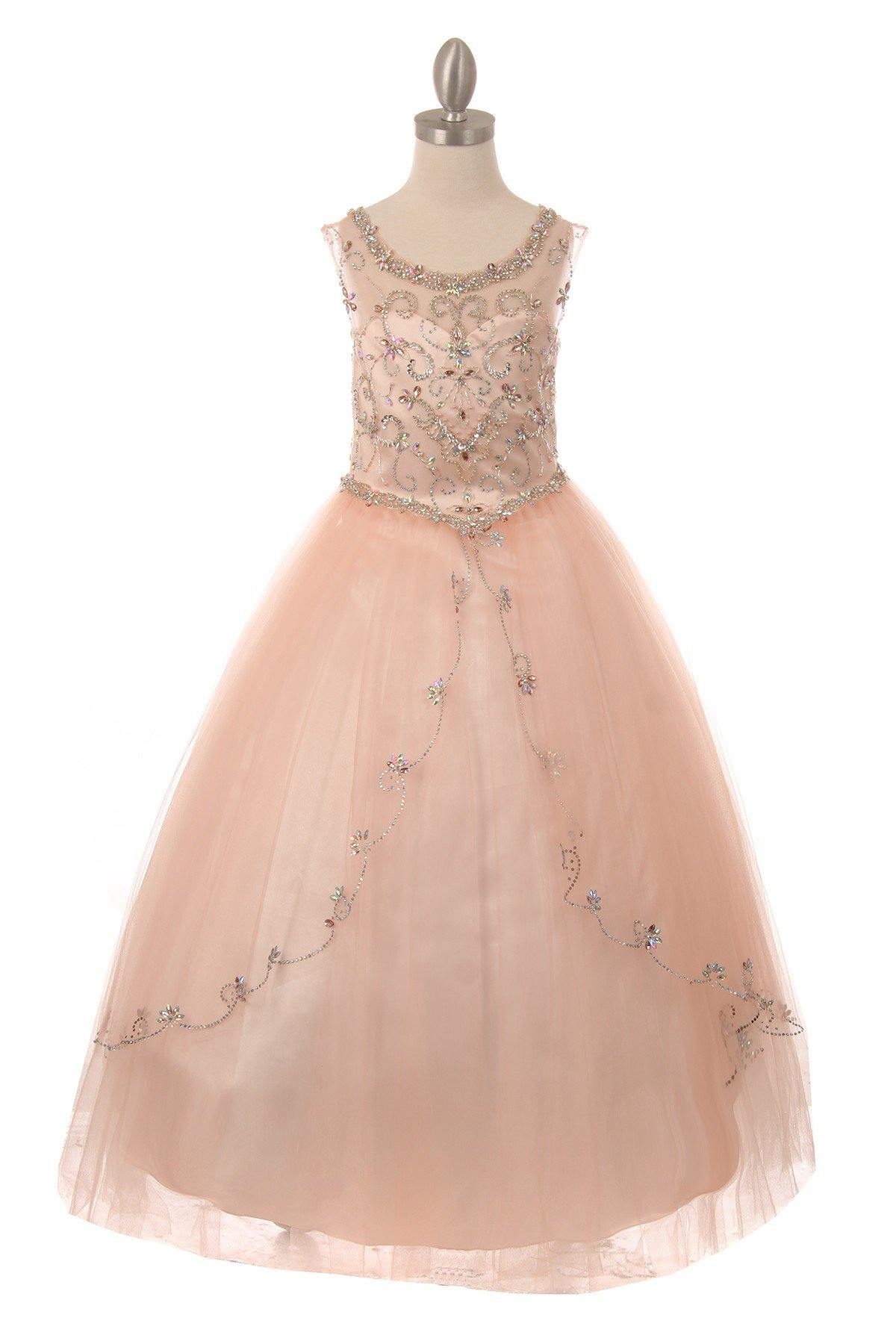 Beaded Layered Organza Gown Flower Girl Dress - The Dress Outlet Cinderella Couture