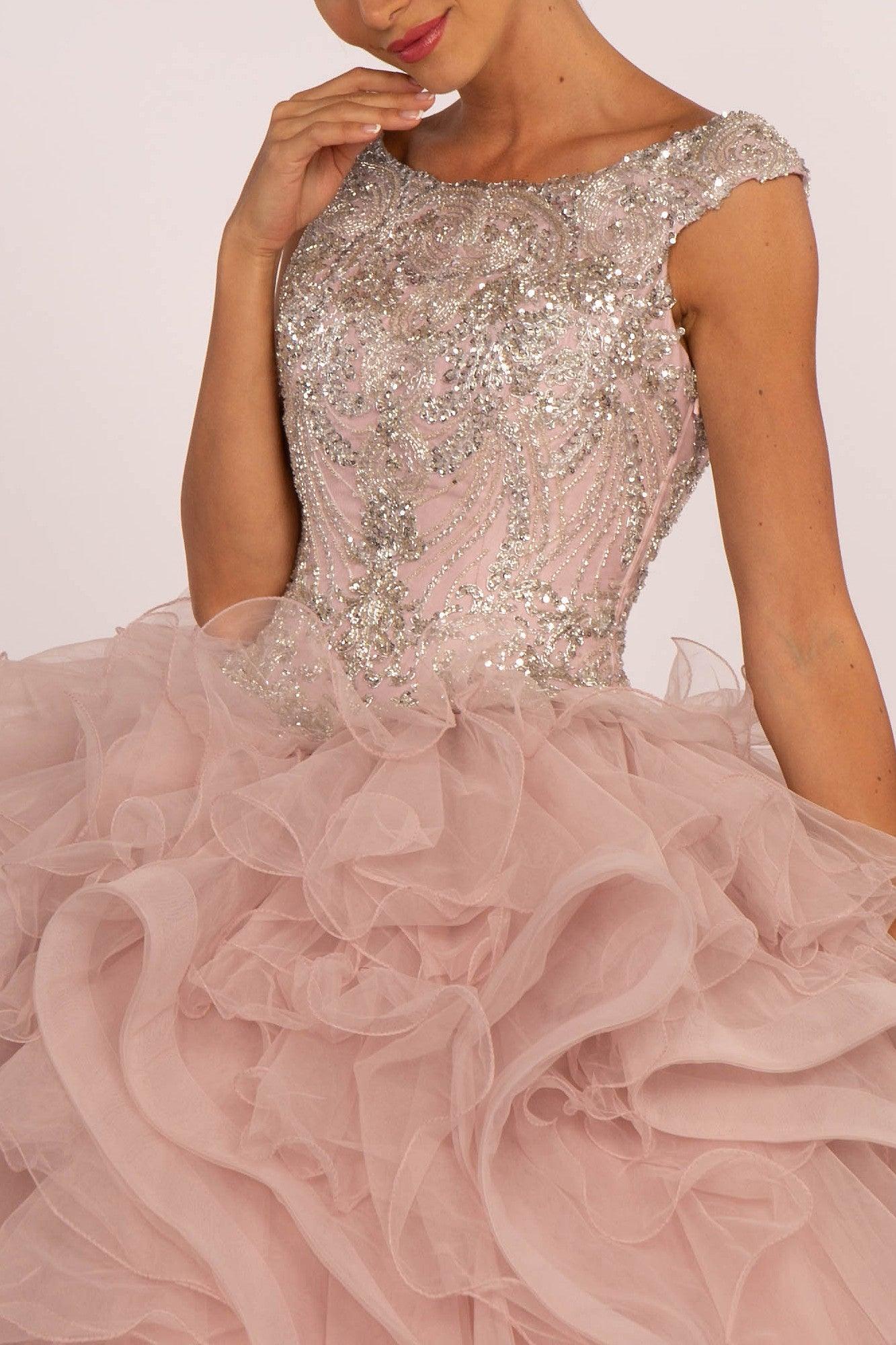 Beaded Long Quinceanera Sweet 16 Ball Gown - The Dress Outlet Elizabeth K