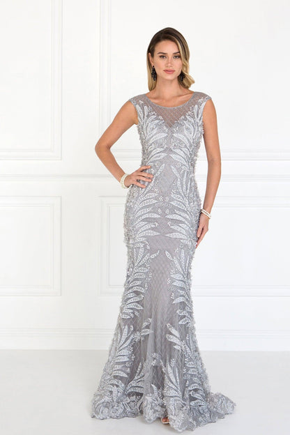 Beaded Mermaid Long Prom Dress Formal - The Dress Outlet Elizabeth K