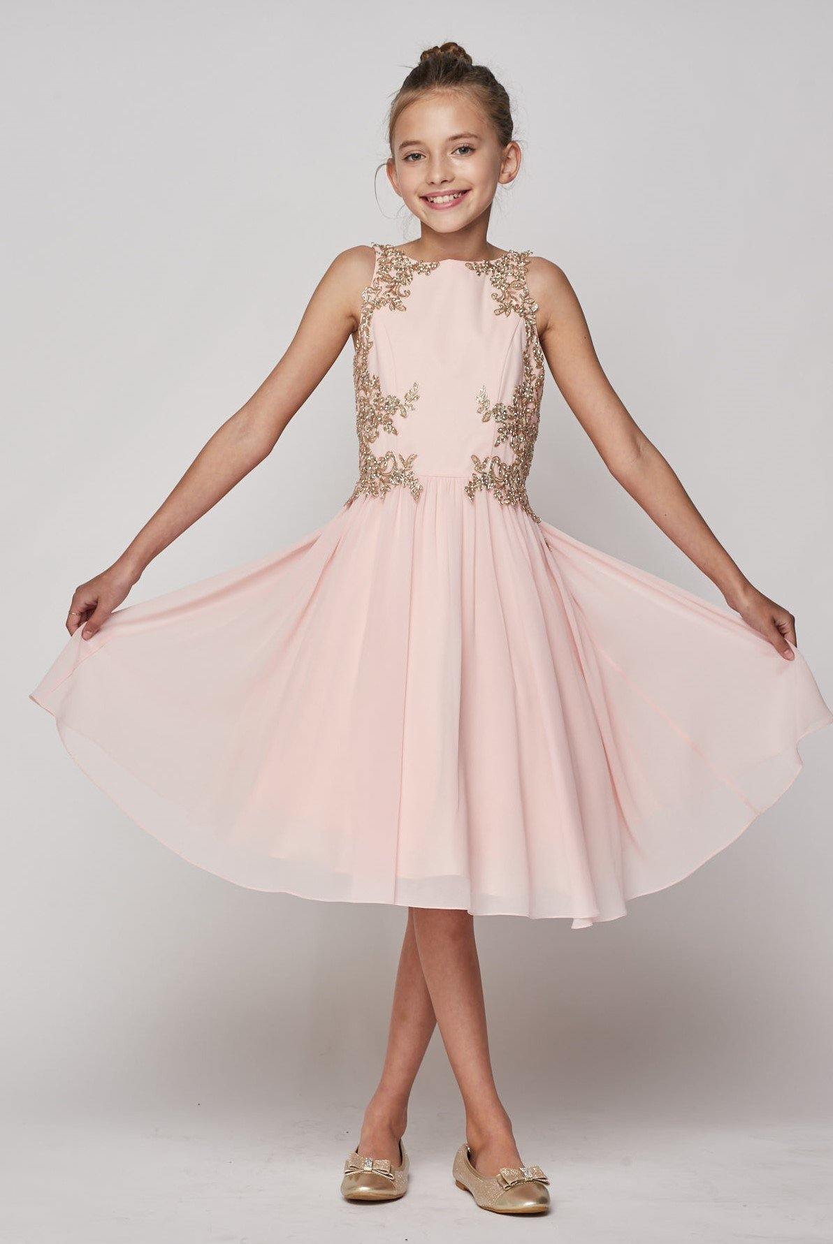 Beaded Sequin Short Dress Flower Girl - The Dress Outlet Cinderella Couture