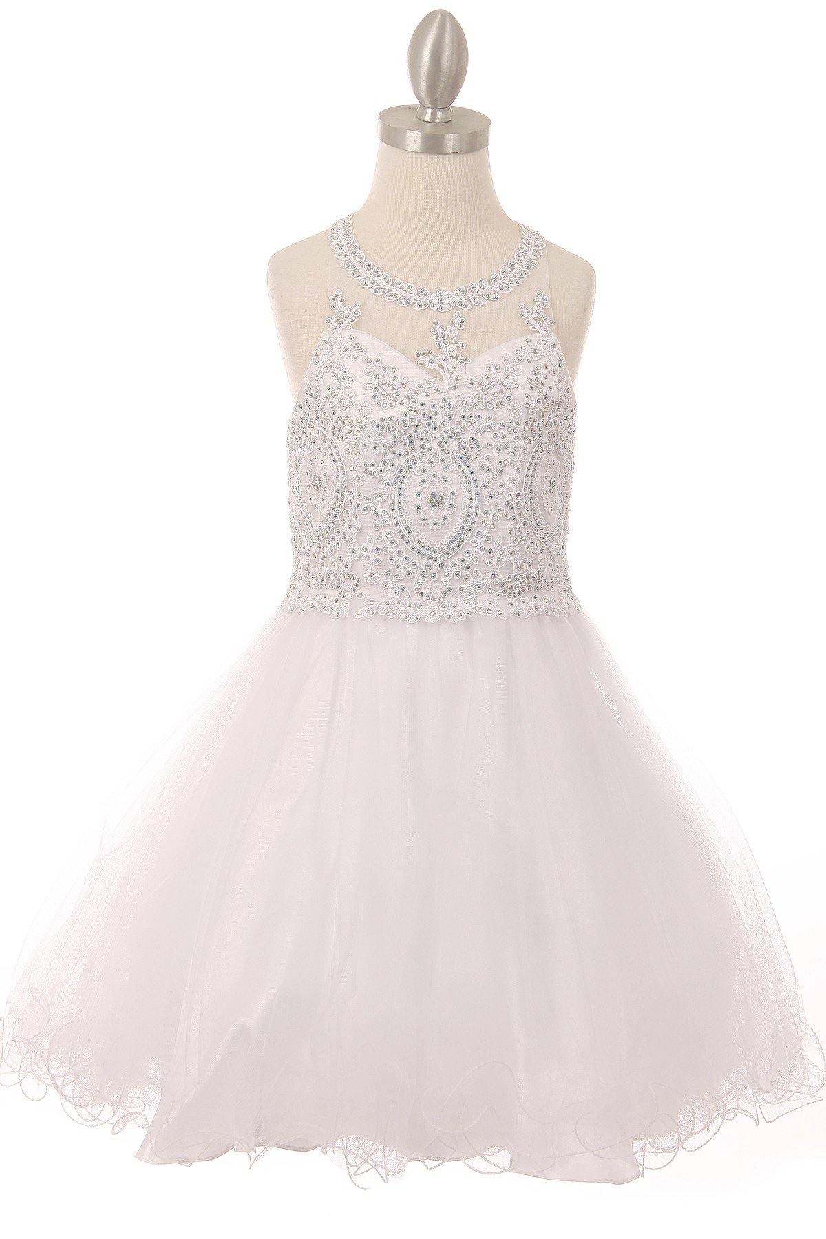 Beaded Sequin Short Flower Girl Dress - The Dress Outlet Cinderella Couture