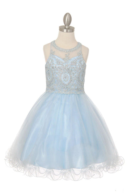 Beaded Sequin Short Flower Girl Dress - The Dress Outlet Cinderella Couture