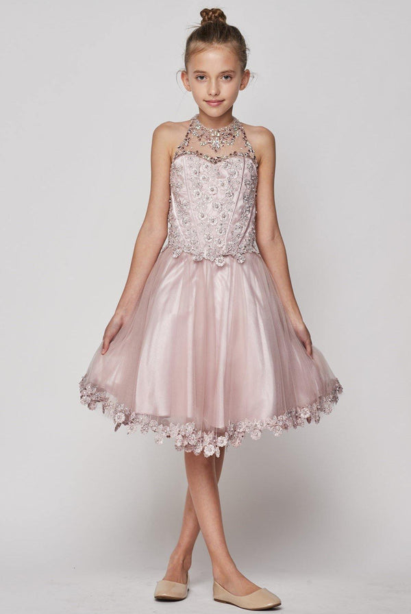 Beaded Sequin Short Flower Girl Dress