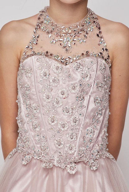 Beaded Sequin Short Flower Girl Dress - The Dress Outlet Cinderella Couture