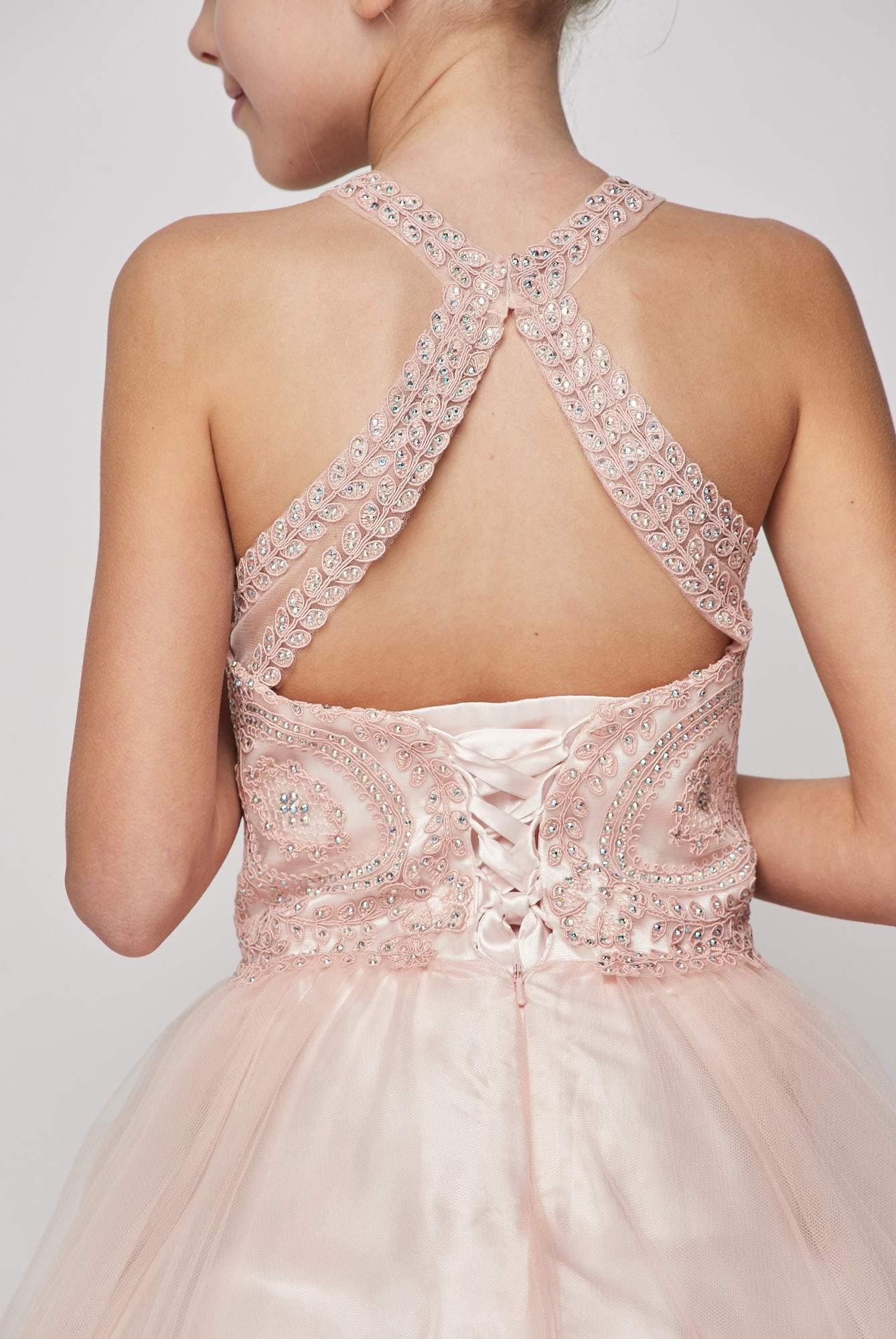 Beaded Sequin Short Flower Girl Dress - The Dress Outlet Cinderella Couture