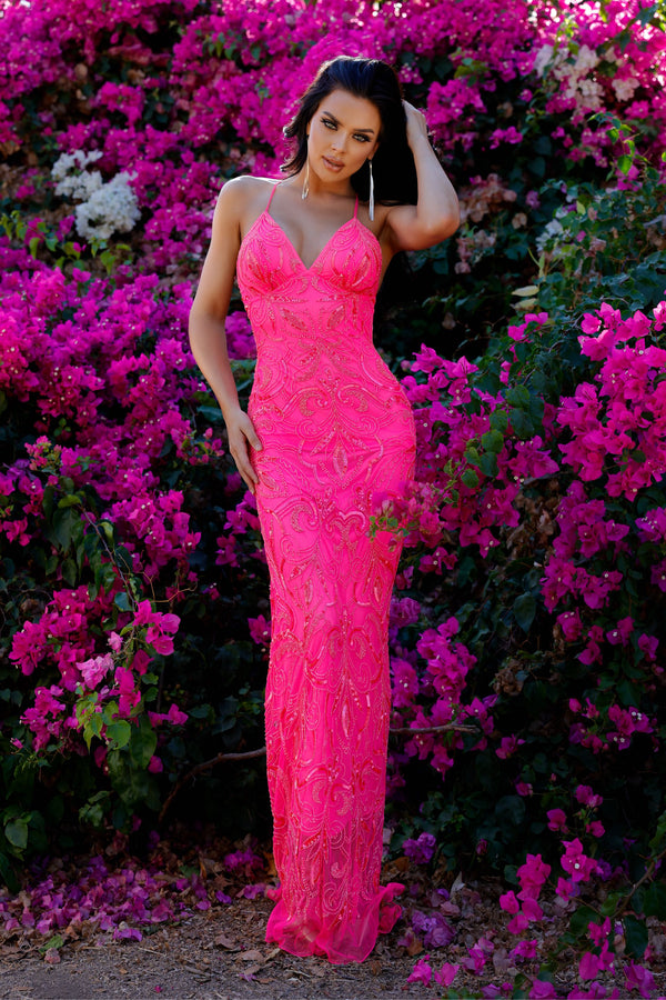 Sequin Long Formal Beaded Fitted Prom Dress Aleta 196