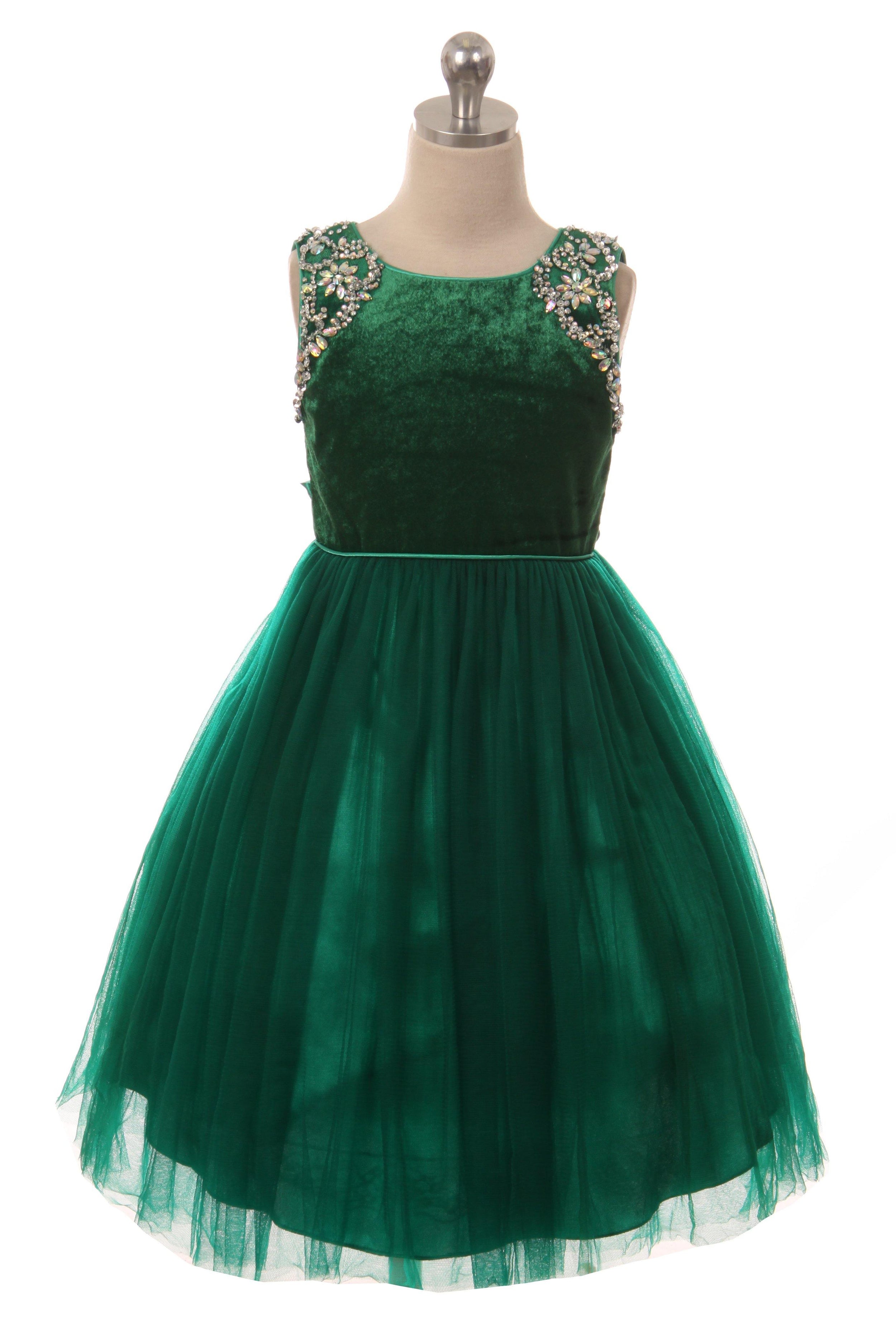 Beaded Velvet and Tulle Dress Flower Girl - The Dress Outlet Cinderella Couture