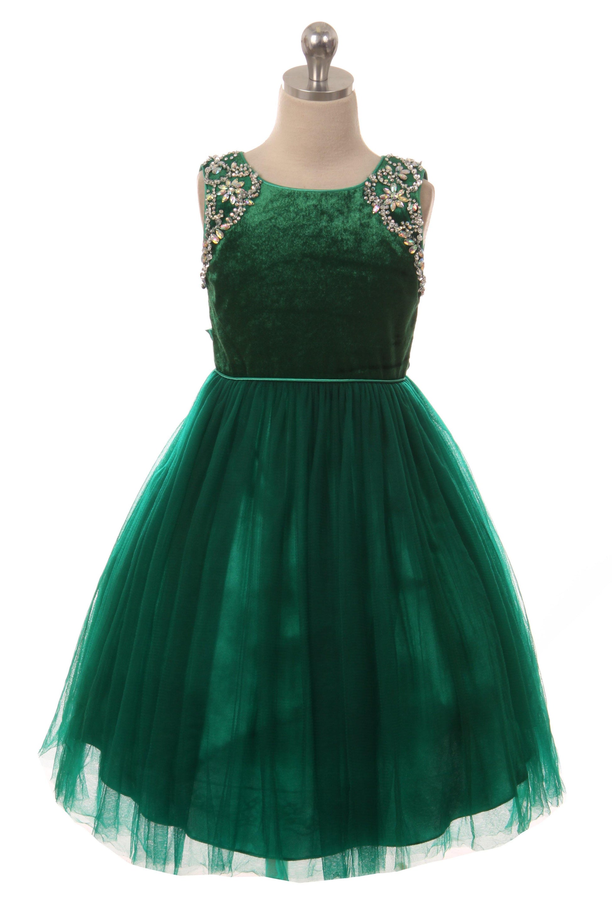 Beaded Velvet and Tulle Dress Flower Girl