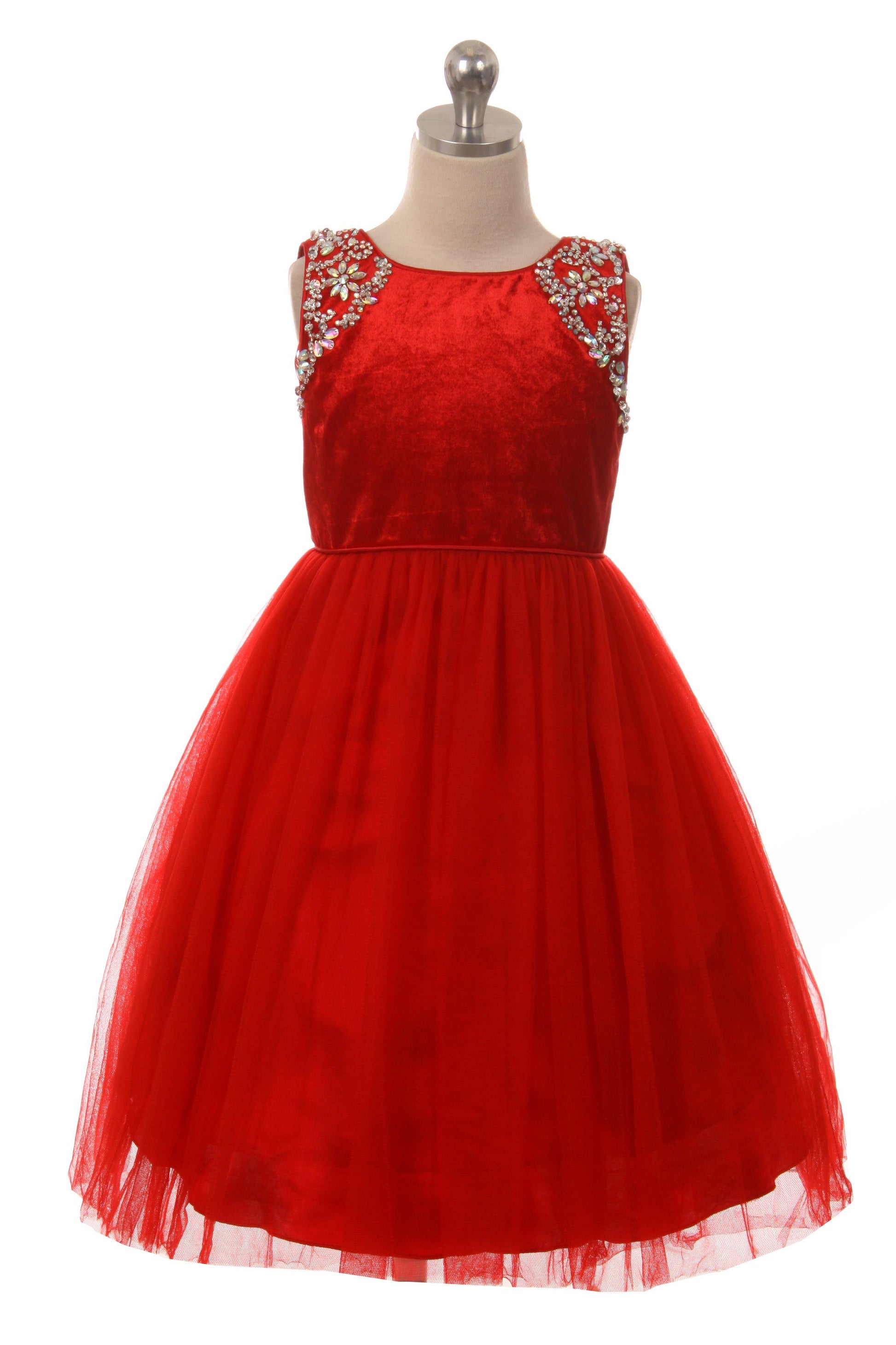 Beaded Velvet and Tulle Dress Flower Girl