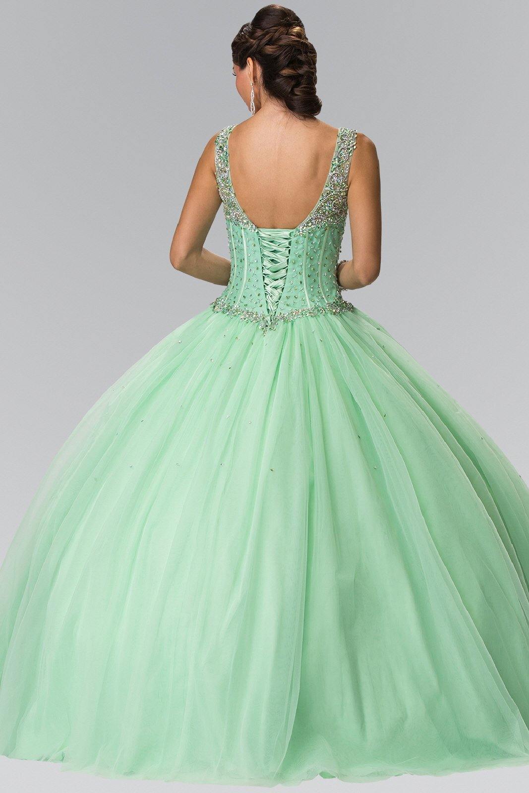 Beads Embellished Long Quinceanera Dress