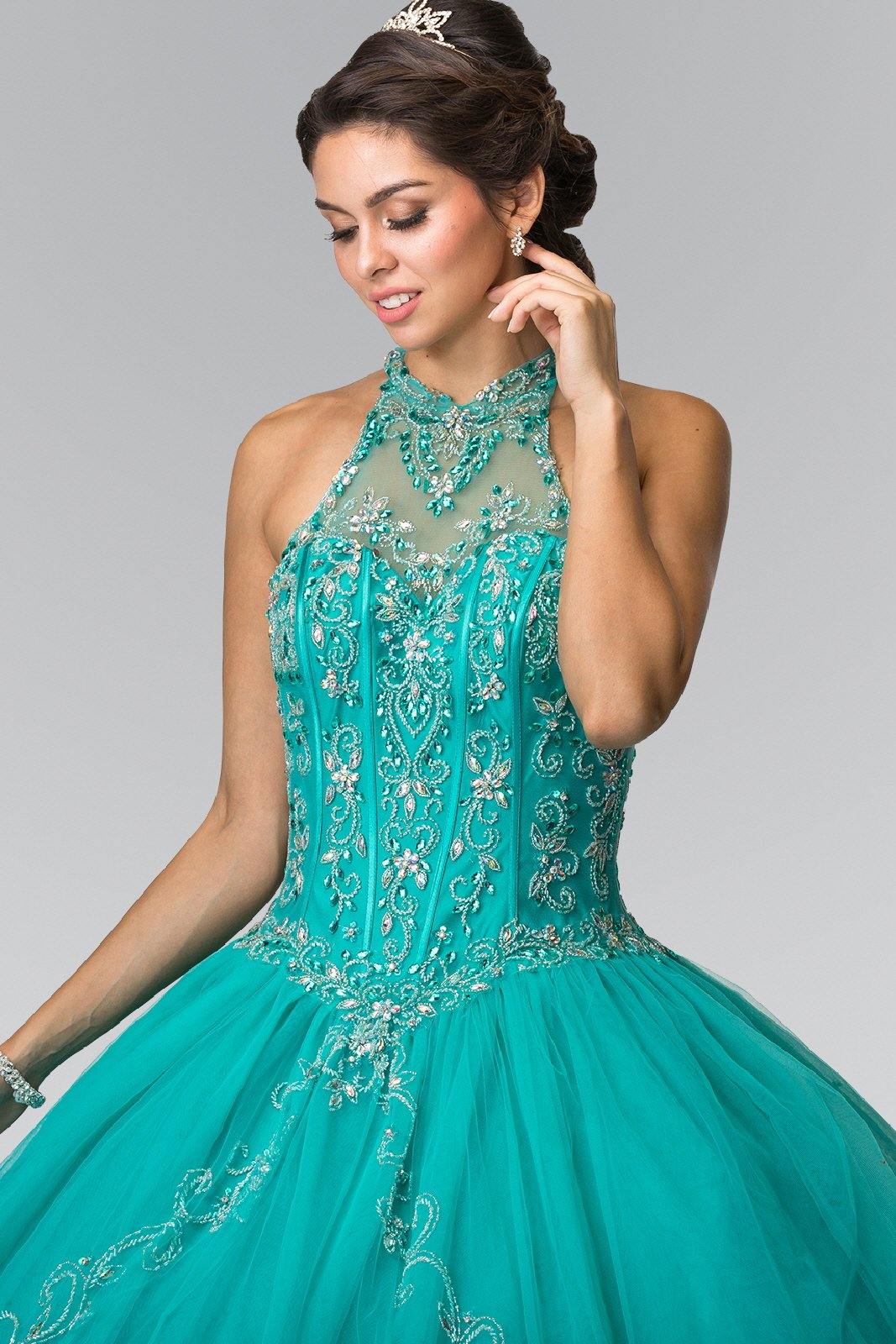 Beads Embellished Qunceneara Long Dress - The Dress Outlet Elizabeth K