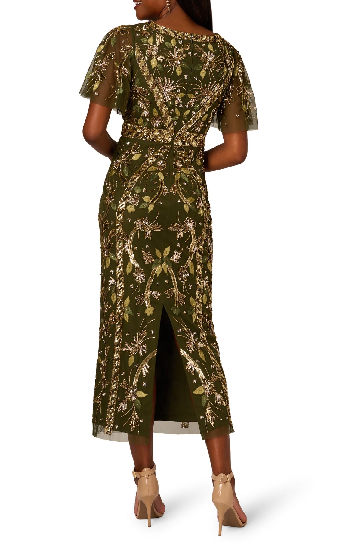 V-Neck Midi Sequin Occasion Fit & Flare Adrianna Papell AP1E211444