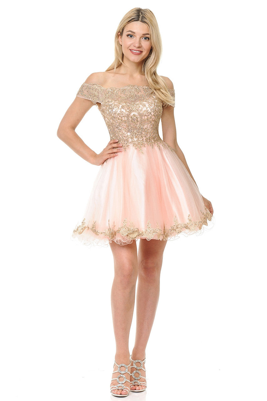 Cocktail Dresses Short Lace Homecoming Mini Cocktail Dress Lenovia 8124 Blush Pink