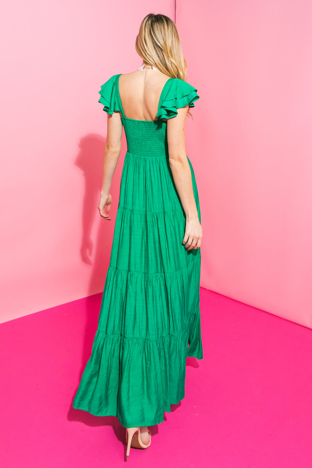 Formal Dresses Long Ruffle Formal A Line Evening Dress Flying Tomato ID19329 Green