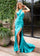 Prom Dresses Prom Fitted Slit Long Formal Dress Turquoise
