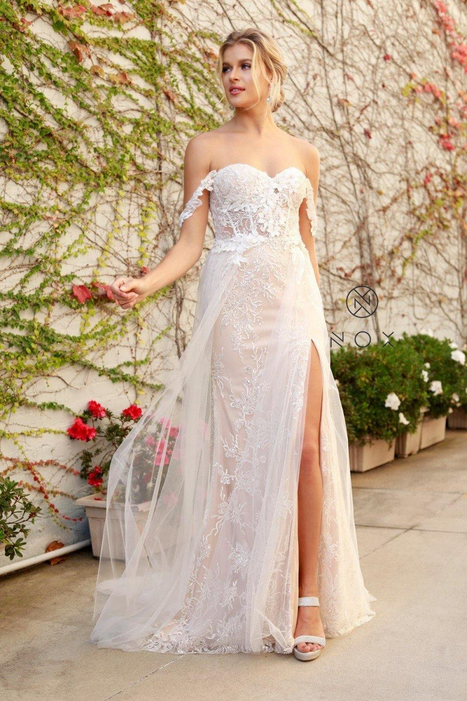 Cinderella Divine CD7478W Long Sleeve Wedding Long Dress – The Dress Outlet
