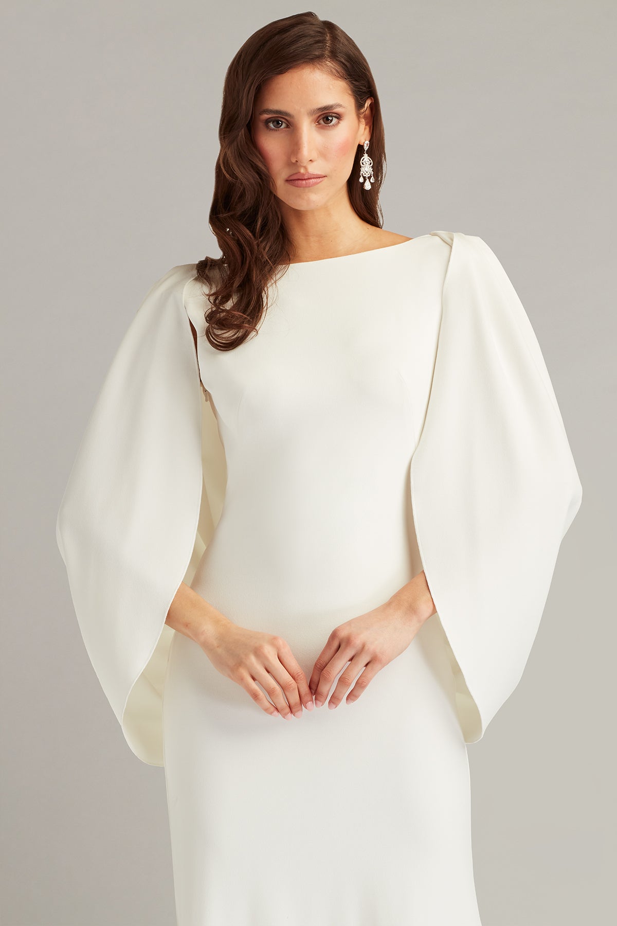 Tadashi Shoji BOS20594LBR Long Simple Wedding Dress